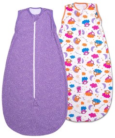 Set 2 saci dormit copii de vara 0-18 luni Kidizi Purple Spots On A Cloud, 80 cm, 0.5 tog