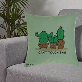 Perna Decorativa Cactus Funny Can't Touch This, 40x40 cm, Verde, Husa Detasabila, Perna Inclusa, BEKZ®