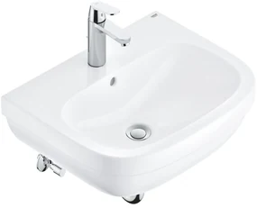 Set complet lavoar baie suspendat Grohe Euro Ceramic Eurosmart Cosmopolitan 59.5x48 cm, cu baterie, sifon si robineti coltar