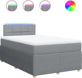 vidaXL Pat continental cu saltea, gri deschis, 120x200 cm, textil