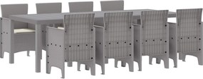 vidaXL Set de masă pentru grădină 9 pcs Alb Polipropilenă