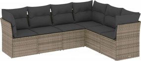 vidaXL Set mobilier grădină cu perne, 6 piese, gri, poliratan