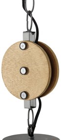 Lampă suspendată industrială gri închis cu lemn 34 cm - Arthur