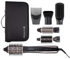 Perie pentru uscare si coafare Remington AS7700, 1200W, Cu strat ceramic, Cool Shot, 6 atasamente, Negru/bej