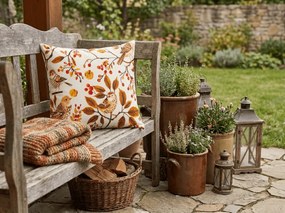 Husa pentru perna din microfibra BIRDS PUMPKIN 45x45 cm, maro