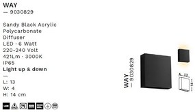 Aplica LED iluminat exterior ambiental IP65 WAY II negru