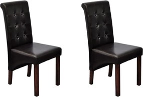 vidaXL Scaune de bucătărie, 2 buc., maro, piele ecologică