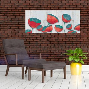 Tablou - Maci de câmp - petrol (120x50 cm)