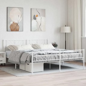 372250 vidaXL Cadru de pat metalic cu tăblie de cap/picioare, alb, 180x200 cm