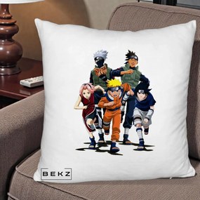 Perna Personalizata Naruto Echipa 7 Kakashi Sensei, 40x40 cm, Alb Pufos, Husa Detasabila, Perna Inclusa, BEKZ®