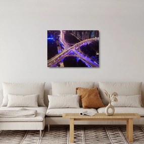 Tablou pe sticlă cu o interesecție mare noapte (70x50 cm)