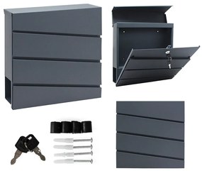 Cutie poștală din oțel galvanizat cu suport pentru ziare antracit