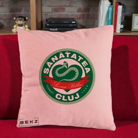 Perna Personalizata Sanatatea Cluj Servicii Publice 1986, 40x40 cm, Roz, Husa Detasabila, Perna Inclusa, BEKZ®