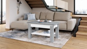 Mazzoni BRAWO Beton Millennium/Alb - MĂSUȚĂ DE CAFEA CU BLAT EXTENSIBIL ȘI RIDICABIL MASĂ CU RAFT