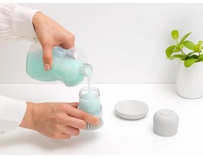 Dozator detergent de vase cu perie Brabantia Sinkside 1003318, 100 ml, Peri din poliester, Suport, Gri deschis