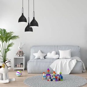 Lustră pe cablu NOAK 3xE27/60W/230V neagră/crom lucios