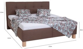 Pat tapițat cu spațiu de depozitare MARIA, 160 x 200 cm, fără saltea, maro