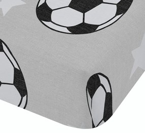 Cearceaf pentru copii gri din flanelă pentru pat dublu cu elastic 135x190 cm Football Stars – Catherine Lansfield