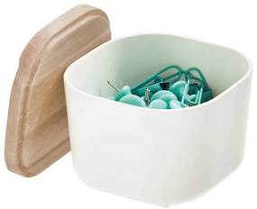 Cutie depozitare cu capac din lemn paulownia iDesign Eco, 9 x 9 cm, alb