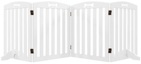 PawHut Barieră de Siguranță pentru Câini Autoportantă cu Picioare de Susținere, pentru Uși, Coridoare, Scări, 207,5 x 30 x 61 cm, Alb | Aosom Romania
