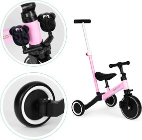 Triciclu cu mâner de împins 2 în 1 roz