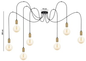 Lustră pe cablu MIROS 7xE27/60W/230V neagră/aurie