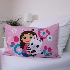 Lenjerie de pat pentru copii roz din bumbac pentru pătuț 100x135 cm Gabby's Dollhouse – Jerry Fabrics