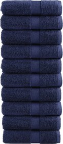 vidaXL Prosoape de baie premium, SOLUND, 10 buc., bleumarin, 30 x 30 cm, 600 g/m²