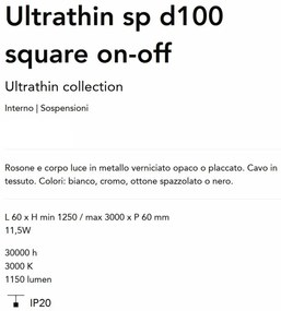 Pendul LED minimalist Ultrathin sp d100 square on-off alama
