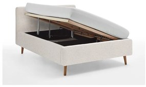 Pat matrimonial alb tapițat cu spațiu de depozitare cu somieră 140x200 cm Mattis – Meise Möbel