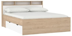 Pat matrimonial în culoare naturală cu aspect de lemn de stejar cu spațiu de depozitare fără somieră 160x200 cm Ikast – Tvilum