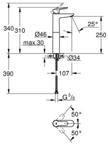 Baterie lavoar culoare crom, marimea XL, Grohe BauEdge