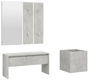 3082057 vidaXL Set de mobilier pentru hol, gri beton, lemn prelucrat