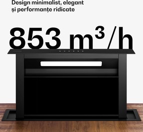 Klarstein Sistem Downdraft Velaire | Elegant, minimalist, puternic | Clasa energetică A++ | 853 m³/h | 60 cm
