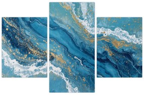 Tablou - Marmură bleu cu aur II. (90x60 cm)