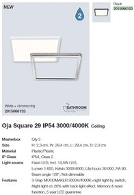 Plafoniera LED design silm IP54 baie Oja square 29 negru 3000-4000K 2015066103 NL