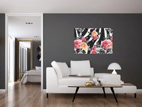 Tablou cu trandafiri înfloriți (90x60 cm)