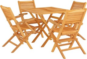 vidaXL Set masă pentru grădină, lemn masiv de tec, 5 piese