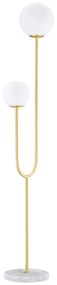 HOMCOM Lampadar metal Lampadar de podea salon auriu cu 2 capete abajur globe alb sticlă mată, 25W, 33 x 25 x 155,5 cm | Aosom Romania