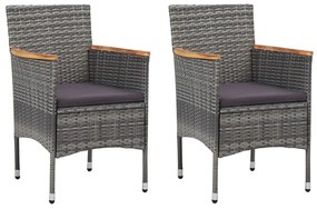 vidaXL Scaune de grădină, 2 buc., gri, poliratan