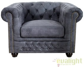 Fotoliu clasic stil englezesc Chesterfield gri antic A-37389 VC