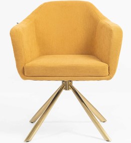 HR832 BAZĂ STEA Scaun Catifea Reiată Premium culoare Curry Galben cu Bază Aurie