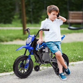 AIYAPLAY Motocicletă Electrică pentru Copii cu Roți Detașabile, Suspensii, Sunete și Indicator de Încărcare, Albastru | Aosom Romania