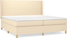 vidaXL Pat box spring cu saltea, crem, 200x200 cm, textil