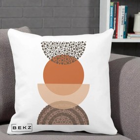 Perna Decorativa Boho Stiva Forme Punctate Terracotta, 40x40 cm, Alba Mata, Husa Detasabila, Perna Inclusa, BEKZ®