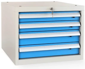 Dulap pentru masa atelier Solid, 4 sertare, albastru - ral 5012