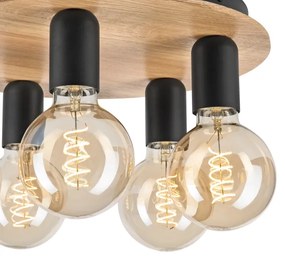 Plafonieră DUSTY 5xE27/15W/230V d. 34 cm stejar/negru