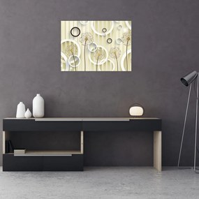 Tablou pe sticlă abstract a păpădiei (70x50 cm)