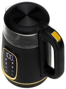 Cana electrica Adler AD 1305, 1850/2200 W, 1,7 l, Control tactil, Afisaj LCD color, 5 setari temperatura 40-100°C, Filtru antidecantare, Negru/galben