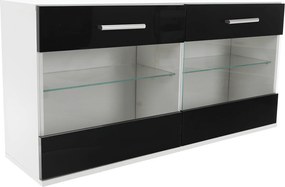 Mobilier living, alb/extra strălucire neagră HG, LEO
